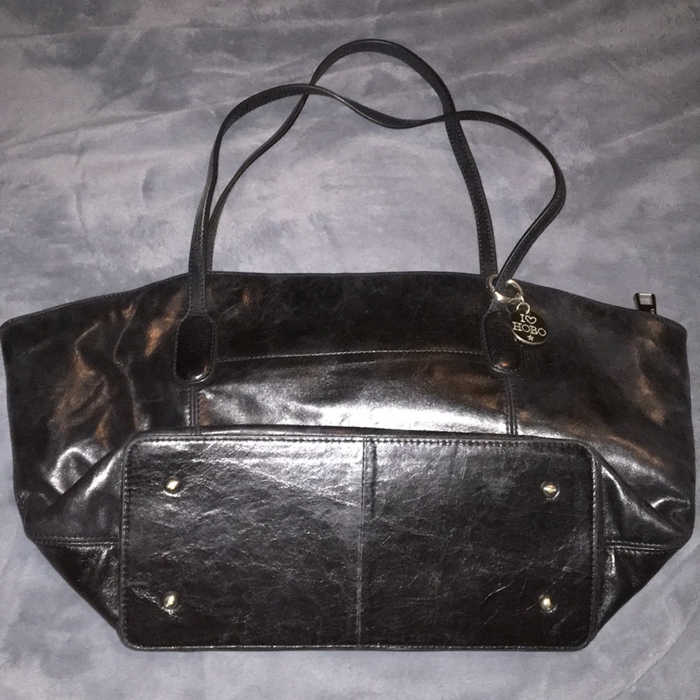 Black leather hobo brand shoulder bag